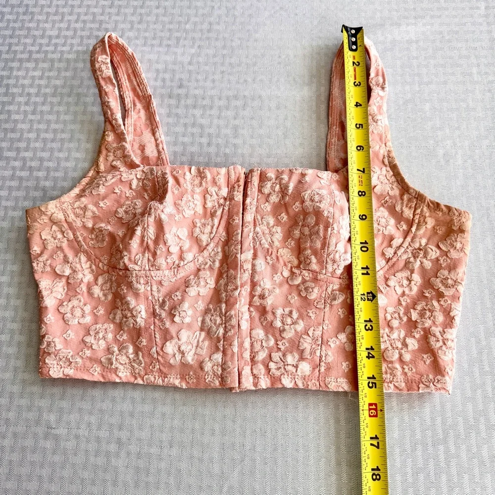 Wild Fable Pink Floral Bustier Crop Top L Structured Corset Style - Picture 12 of 12